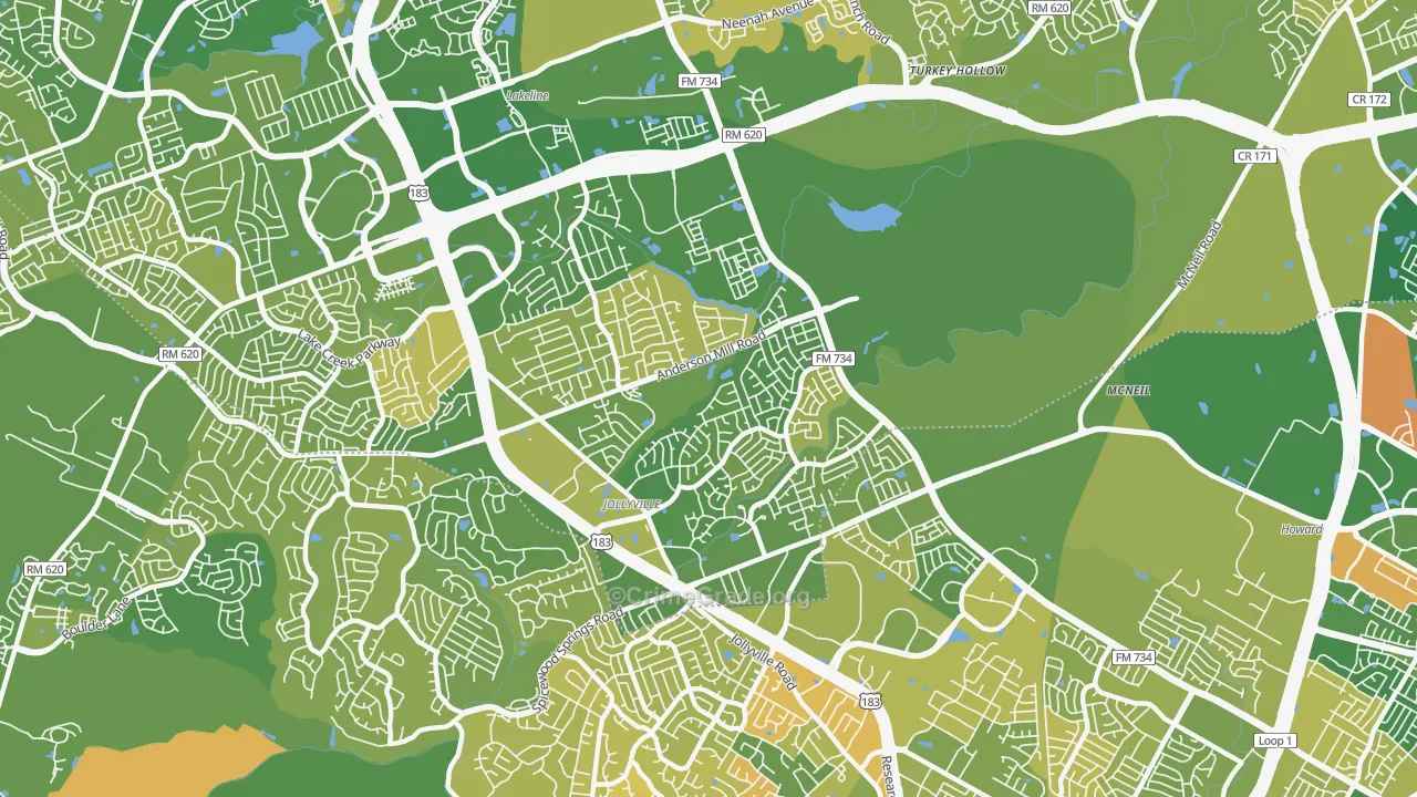 Jollyville, TX Map of Murder Rates