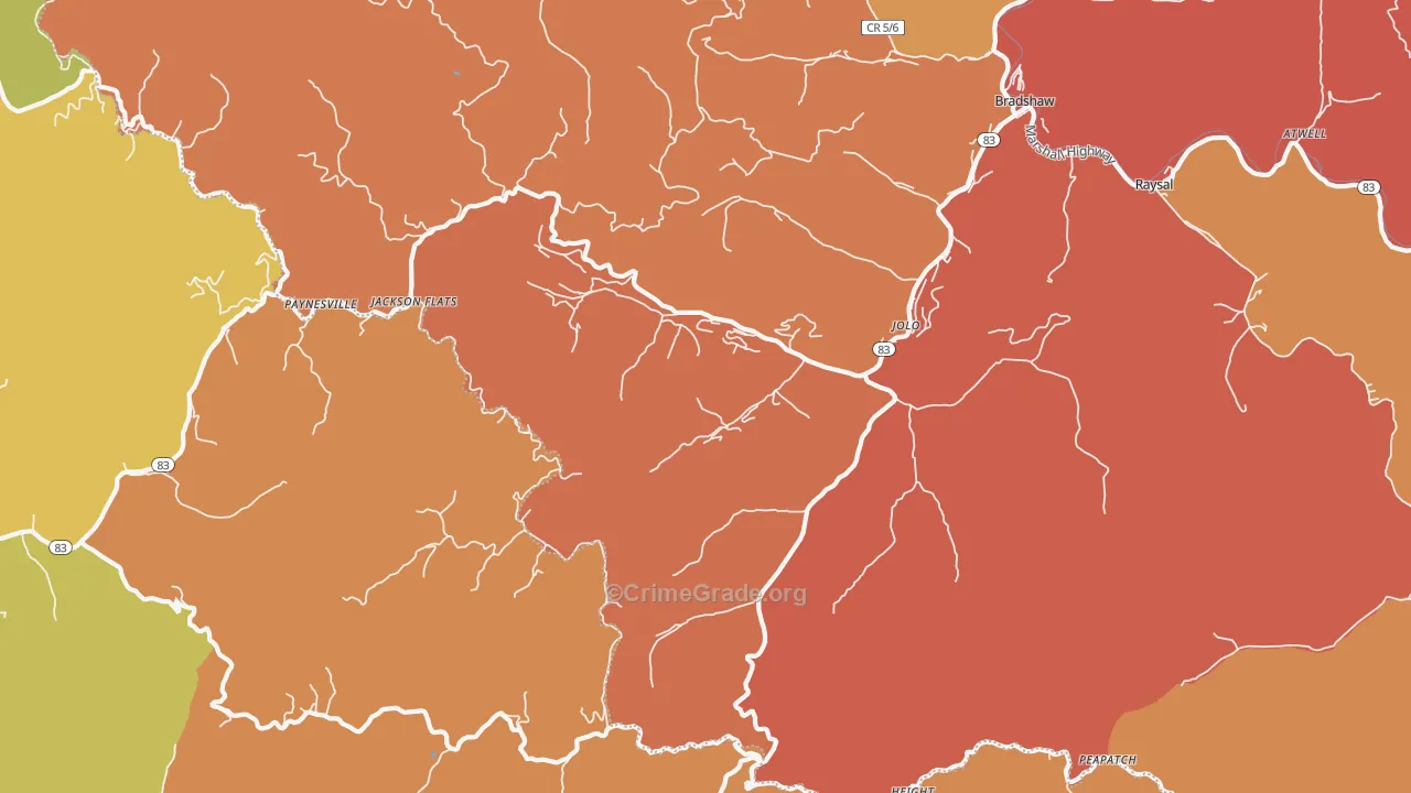 Jolo, WV Map of Murder Rates