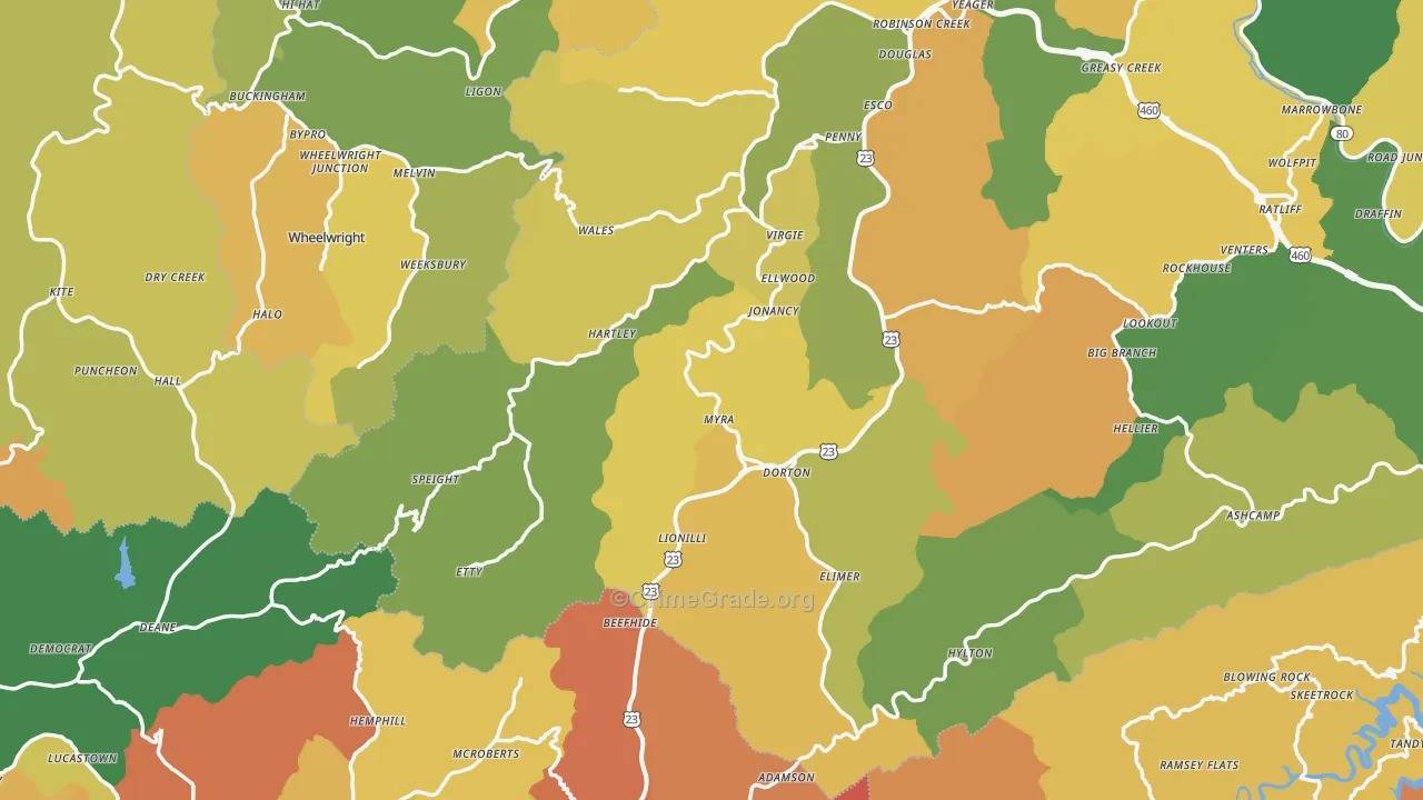 Jonancy, KY Map of Murder Rates
