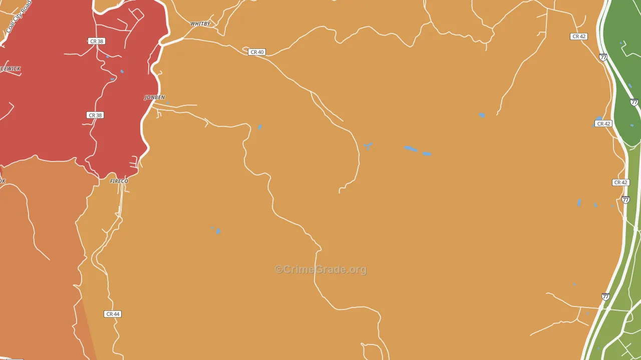 Jonben, WV Map of Murder Rates