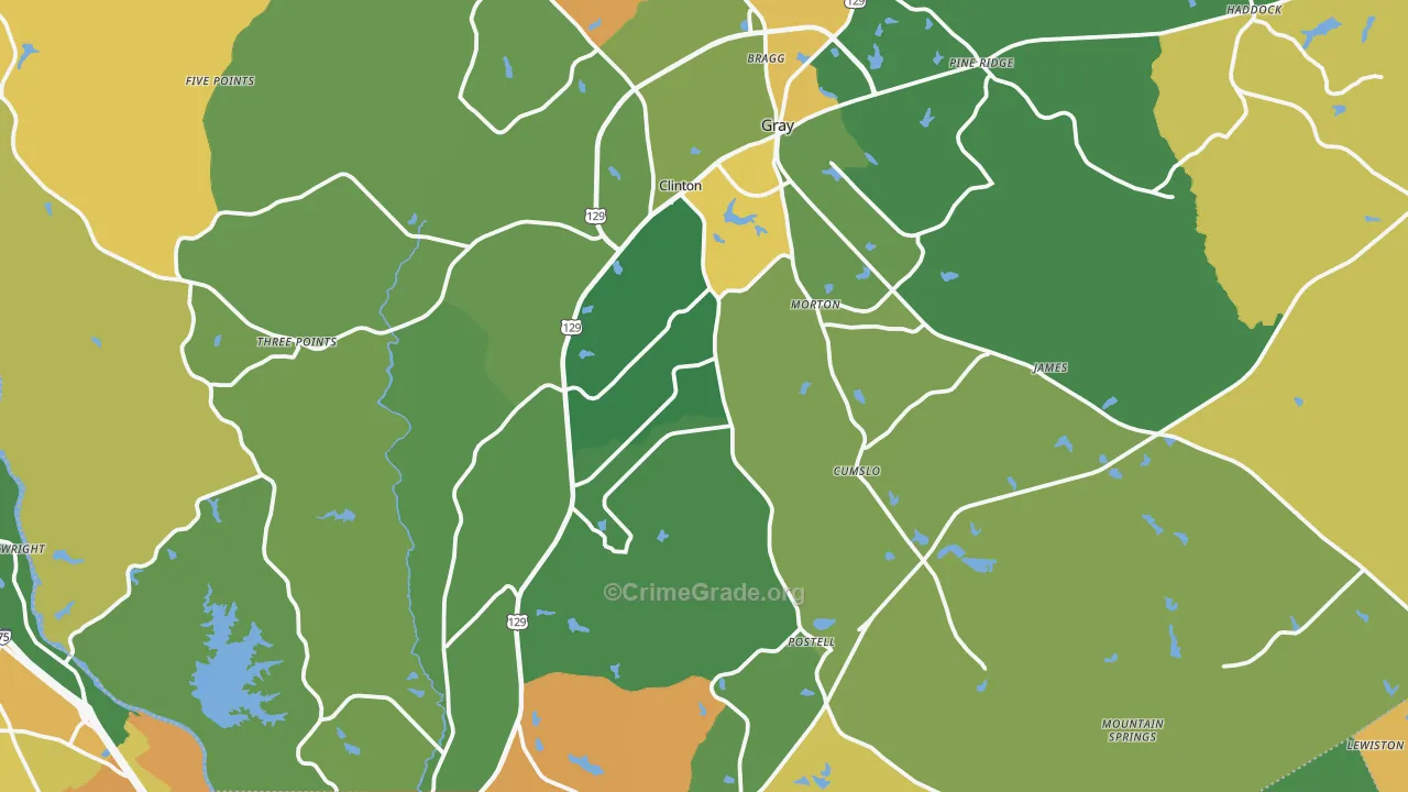 Jones County, GA Map of Murder Rates