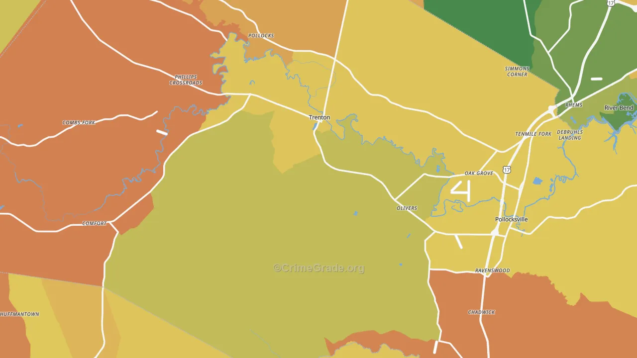 Jones County, NC Map of Murder Rates