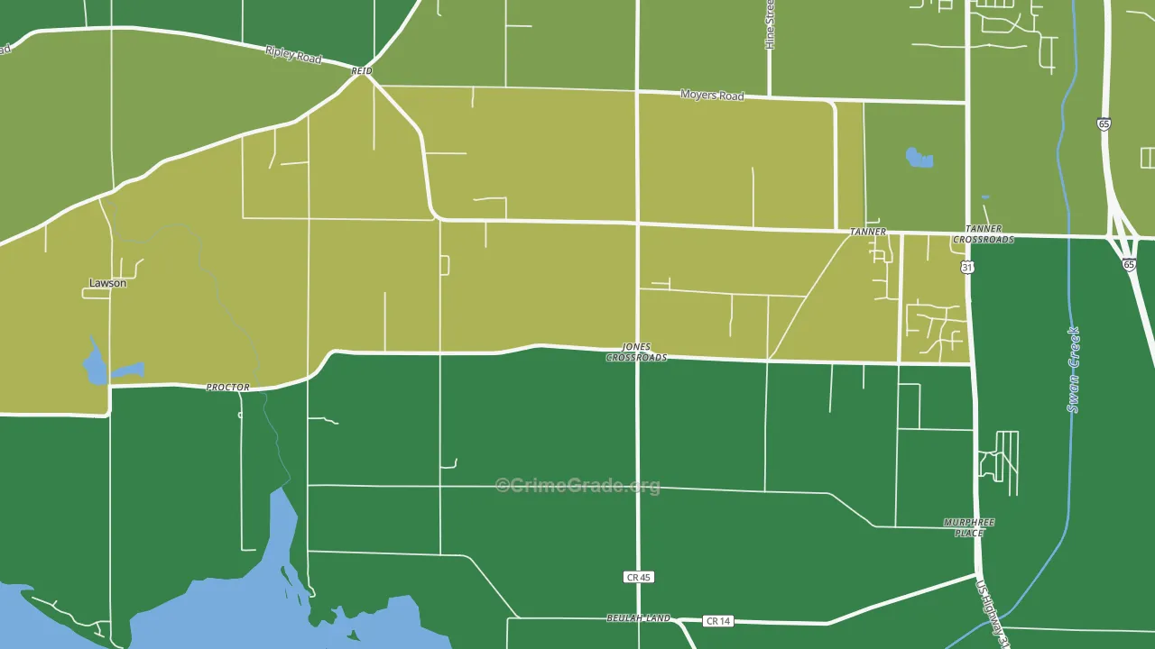Jones Crossroads, AL Map of Murder Rates