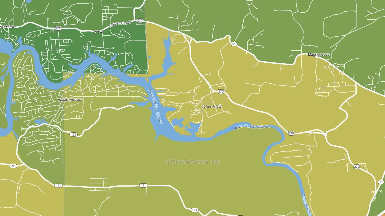 Jones Mills, AR Map of Murder Rates