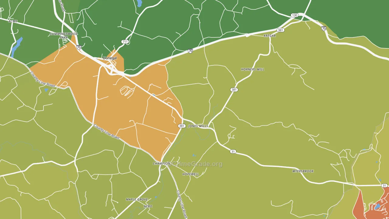 Jones Mills, PA Map of Murder Rates