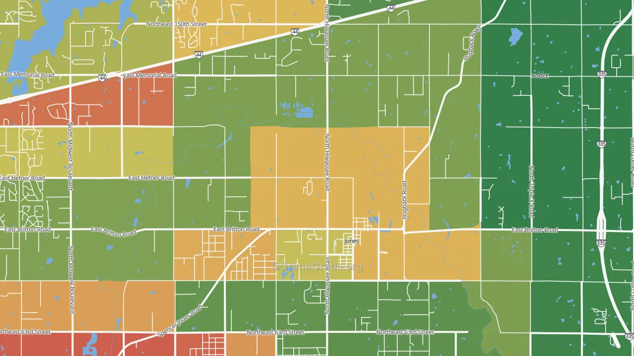 Jones, OK Map of Murder Rates