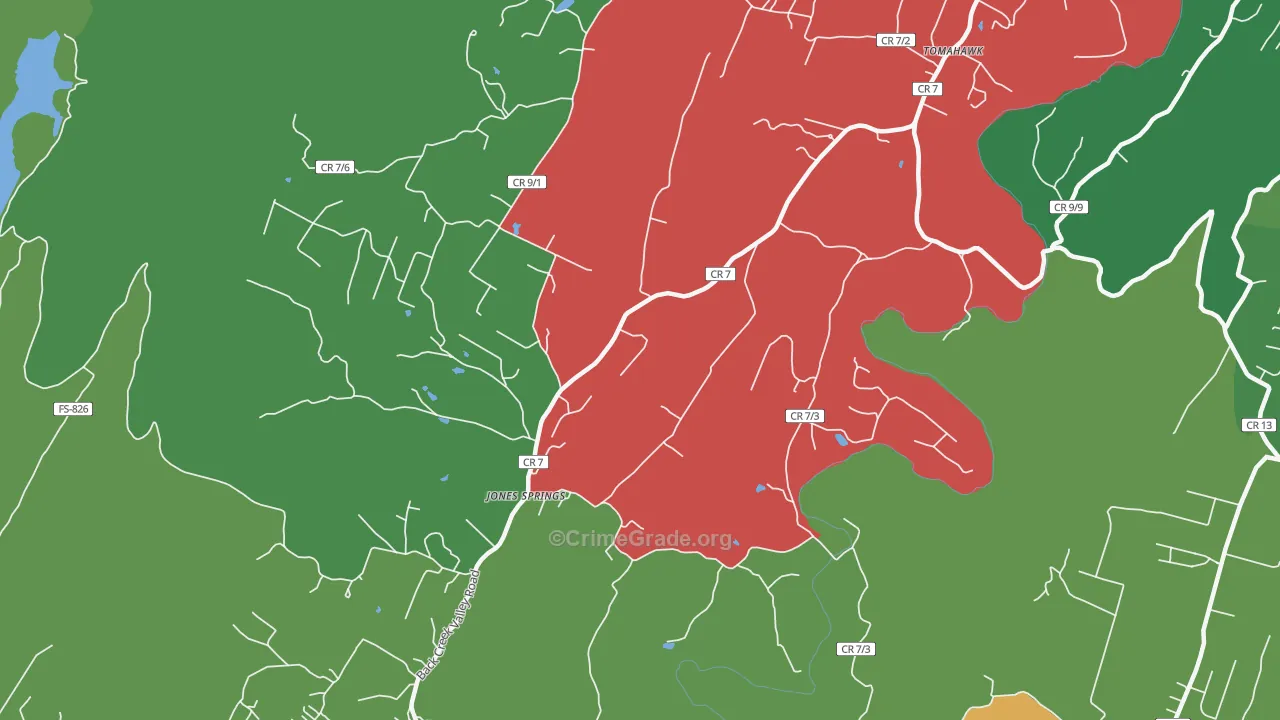 Jones Springs, WV Map of Murder Rates