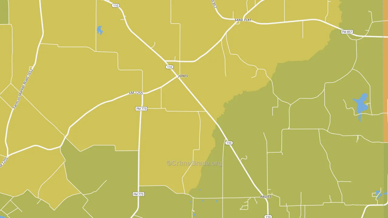Jones, TX Map of Murder Rates