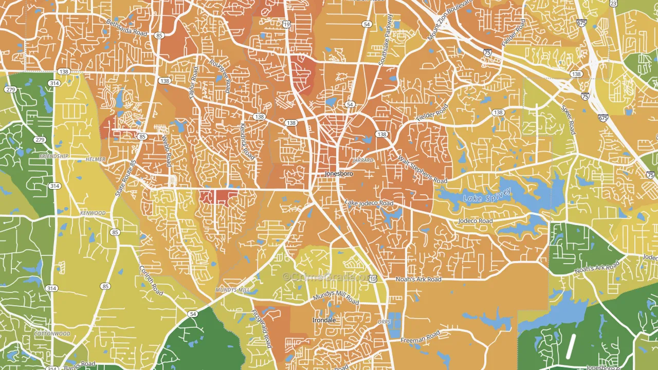 Jonesboro, GA Map of Murder Rates