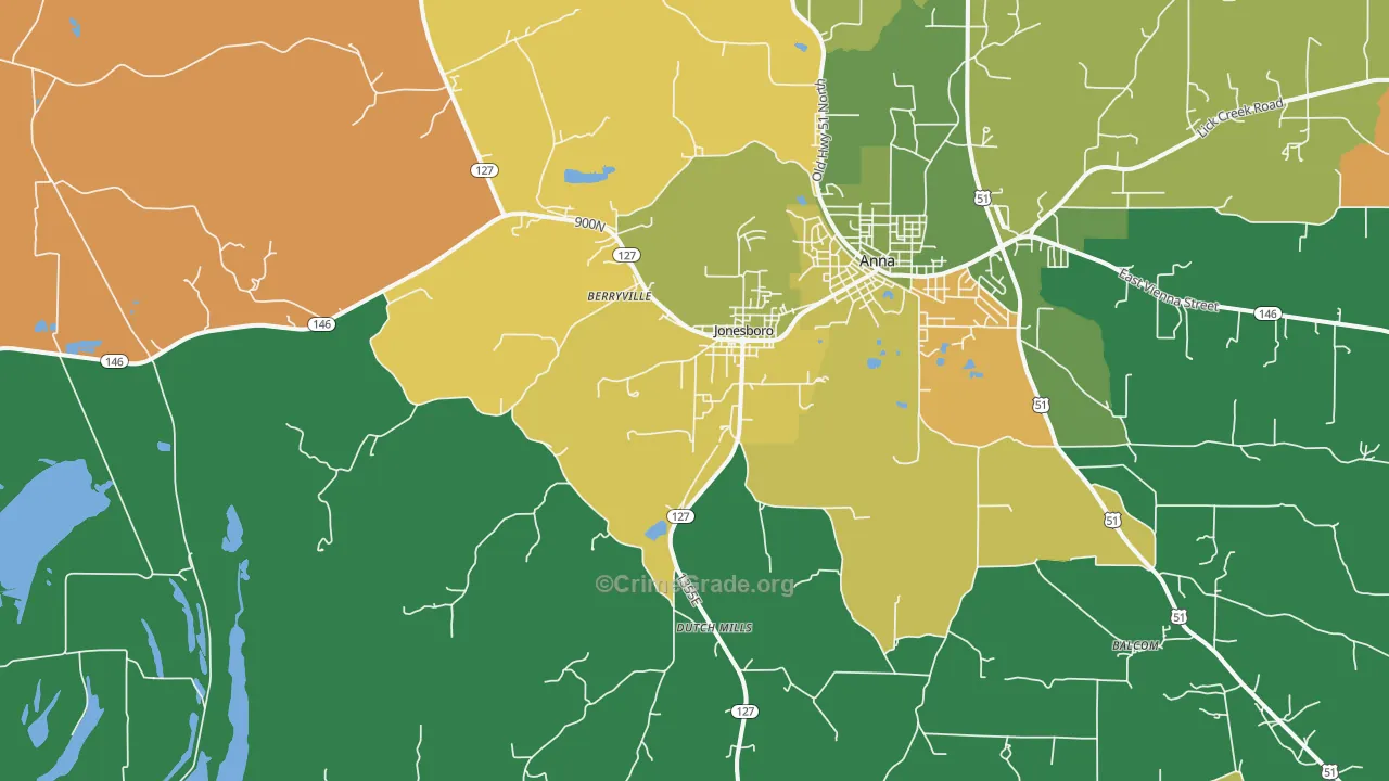 Jonesboro, IL Map of Murder Rates