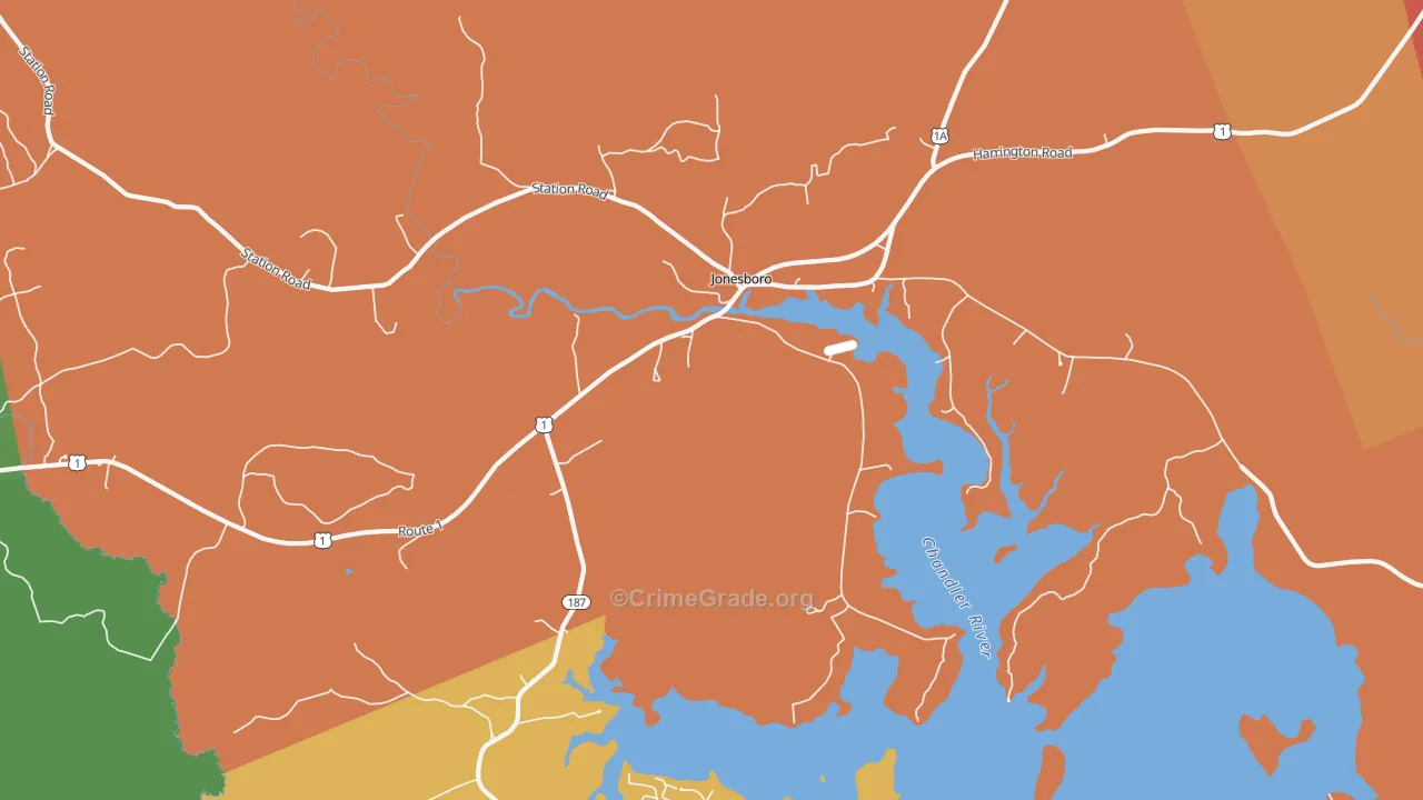 Jonesboro, ME Map of Murder Rates