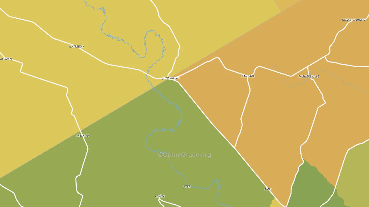 Jonesboro, TX Map of Murder Rates