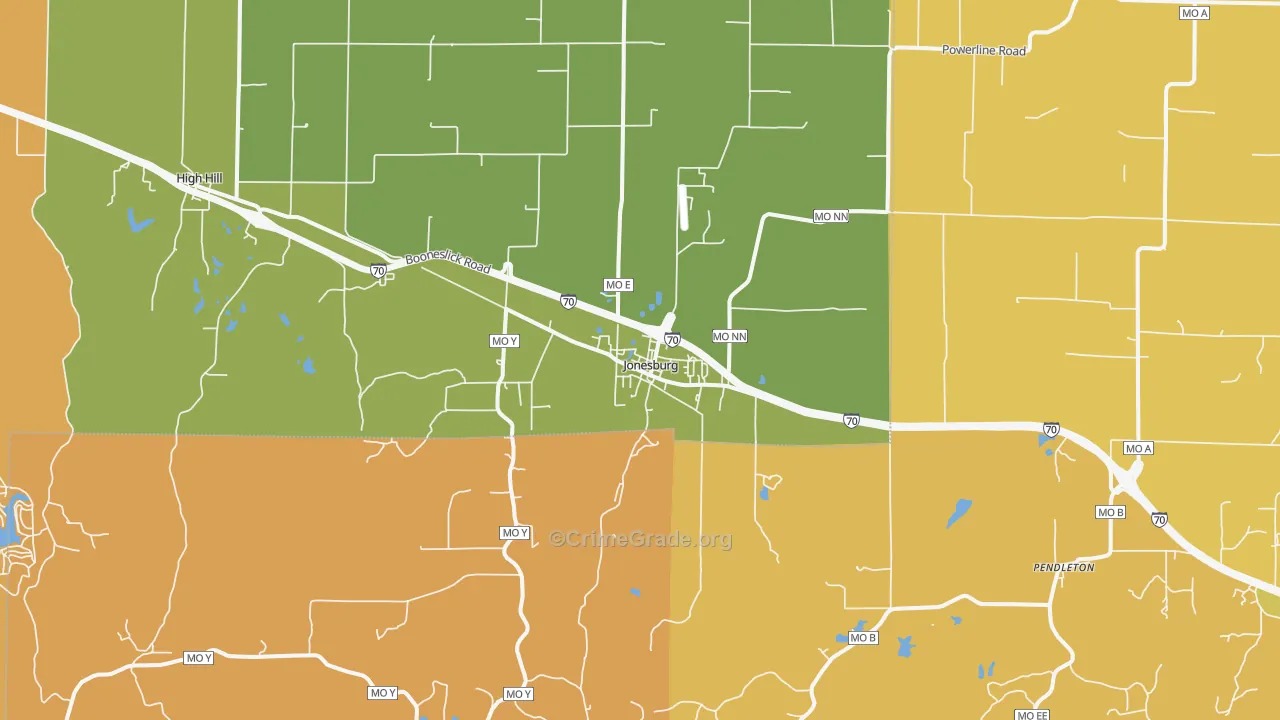 Jonesburg, MO Map of Murder Rates
