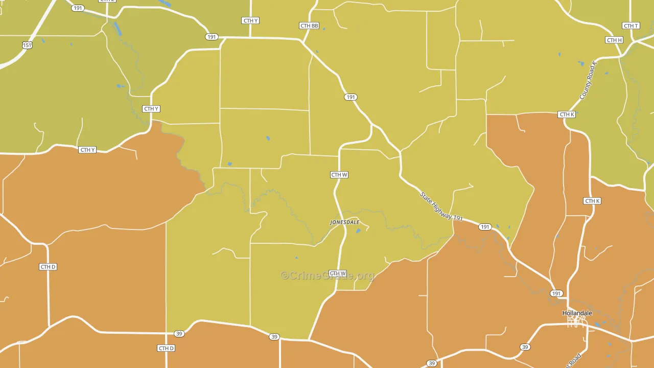 Jonesdale, WI Map of Murder Rates