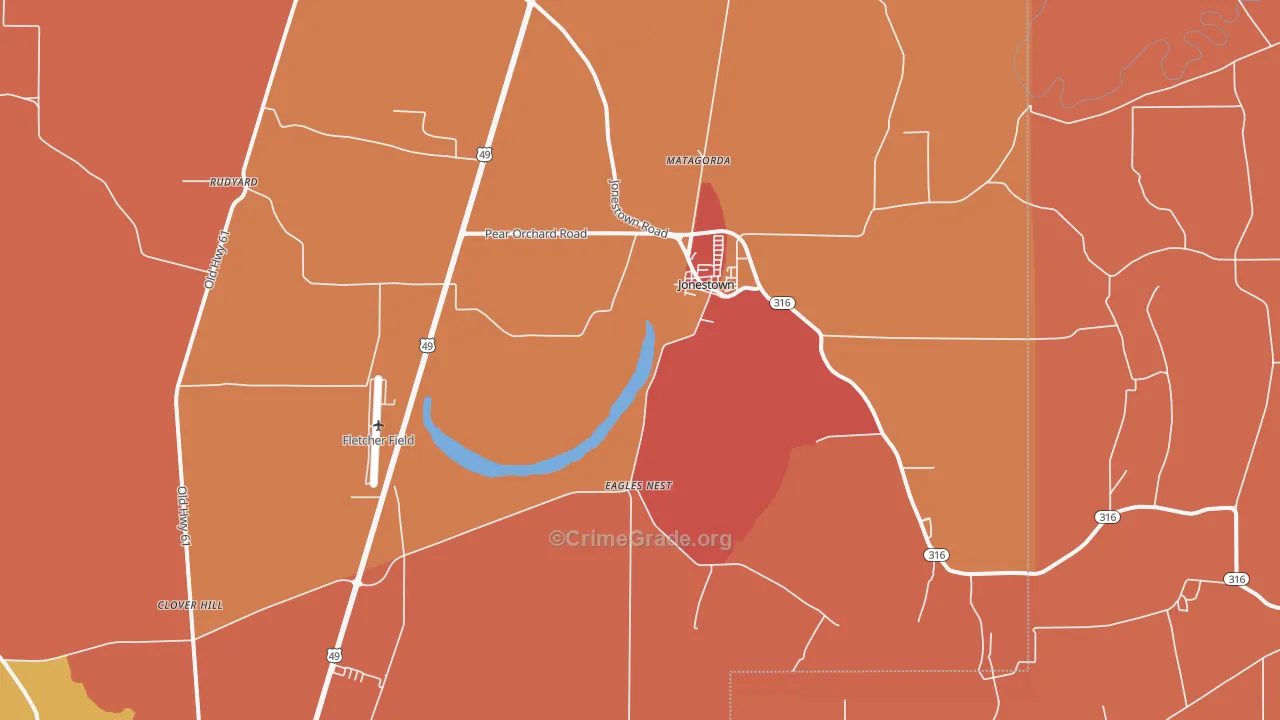 Jonestown, MS Map of Murder Rates
