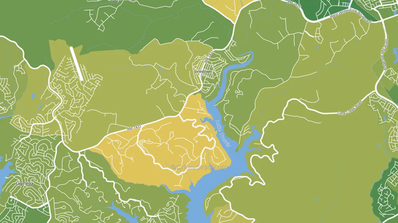 Jonestown, TX Map of Murder Rates