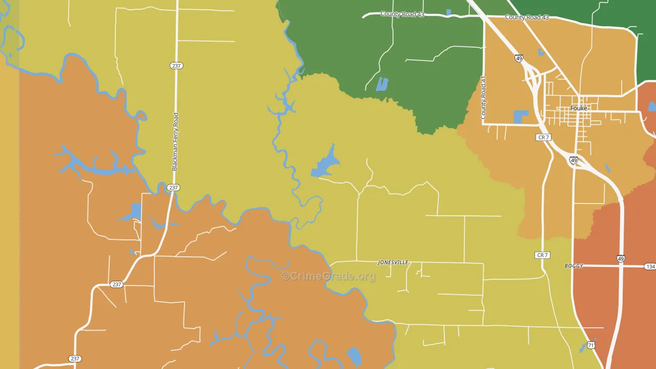 Jonesville, AR Map of Murder Rates
