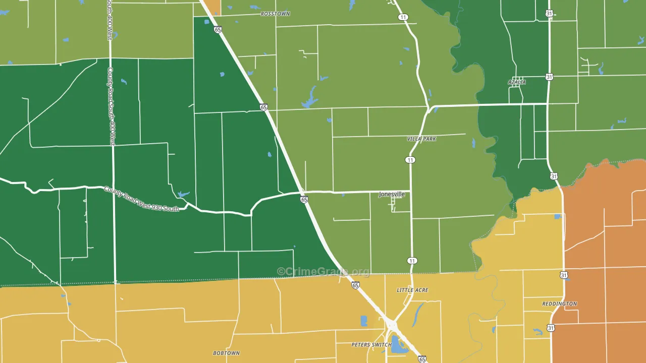Jonesville, IN Map of Murder Rates
