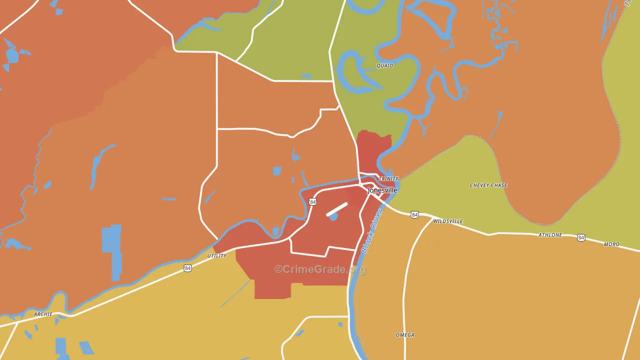 Jonesville, LA Map of Murder Rates
