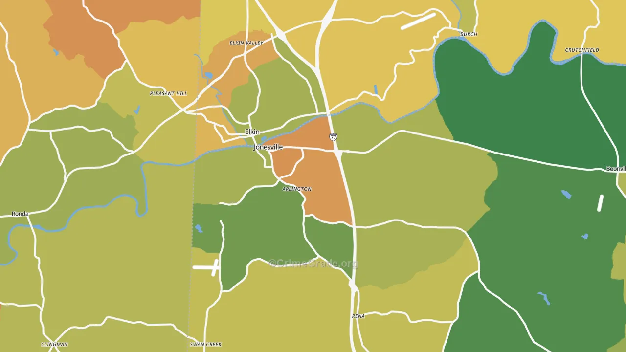 Jonesville, NC Map of Murder Rates
