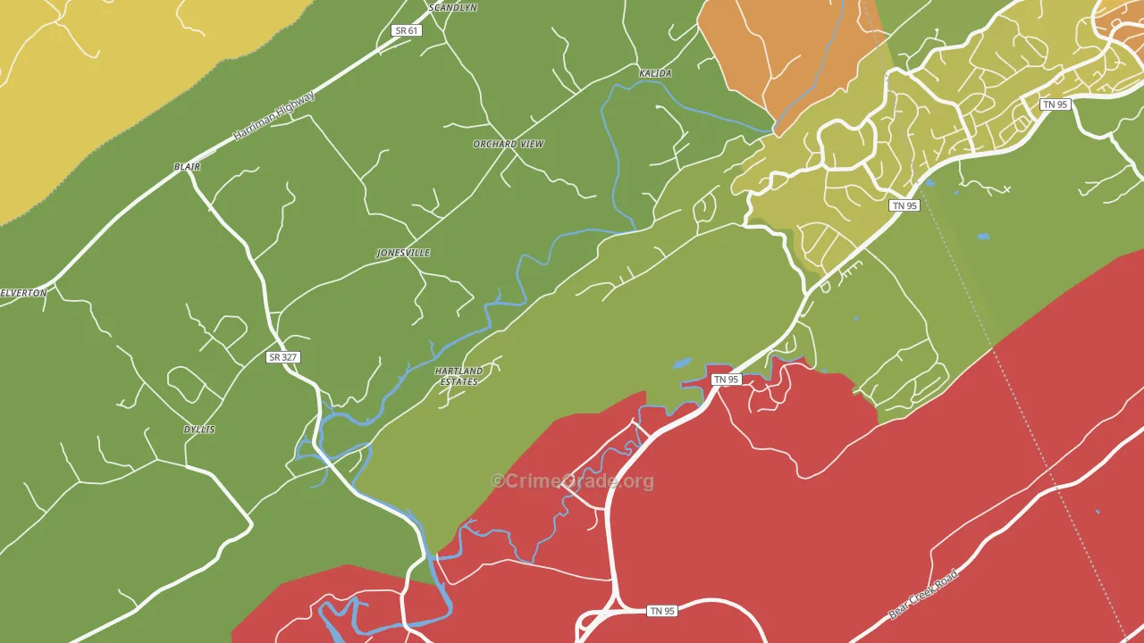 Jonesville, TN Map of Murder Rates