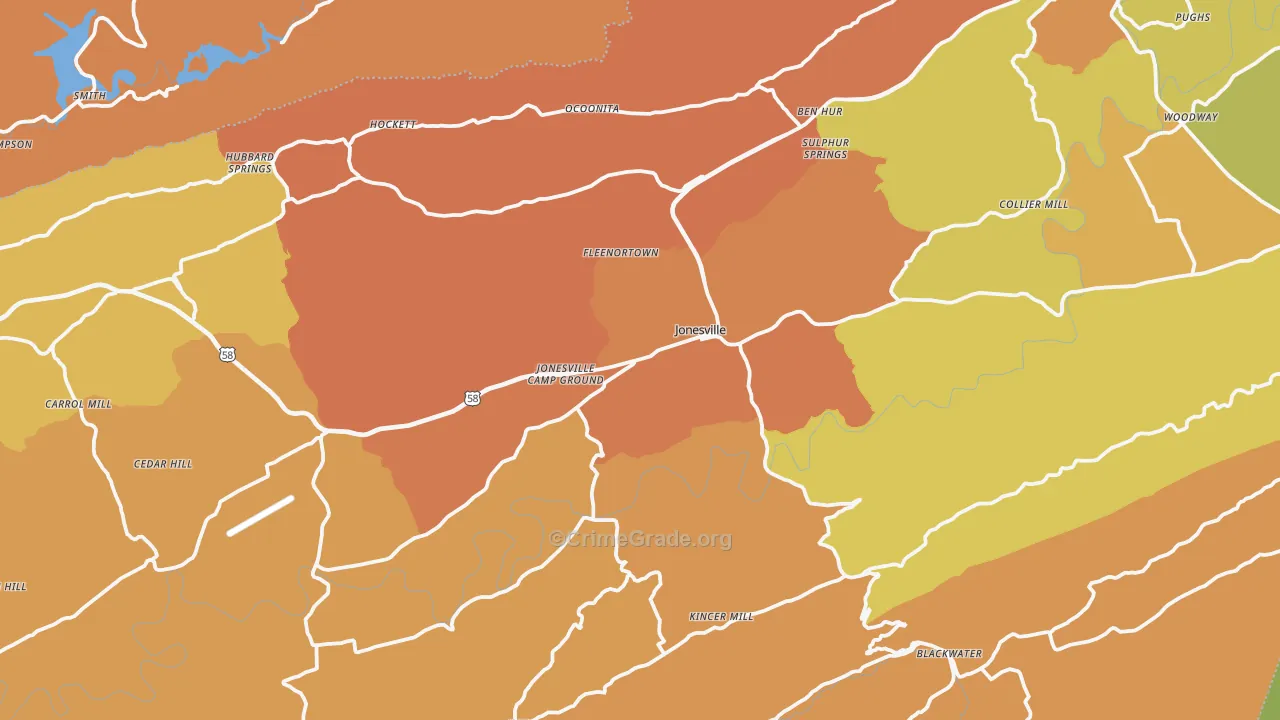 Jonesville, VA Map of Murder Rates