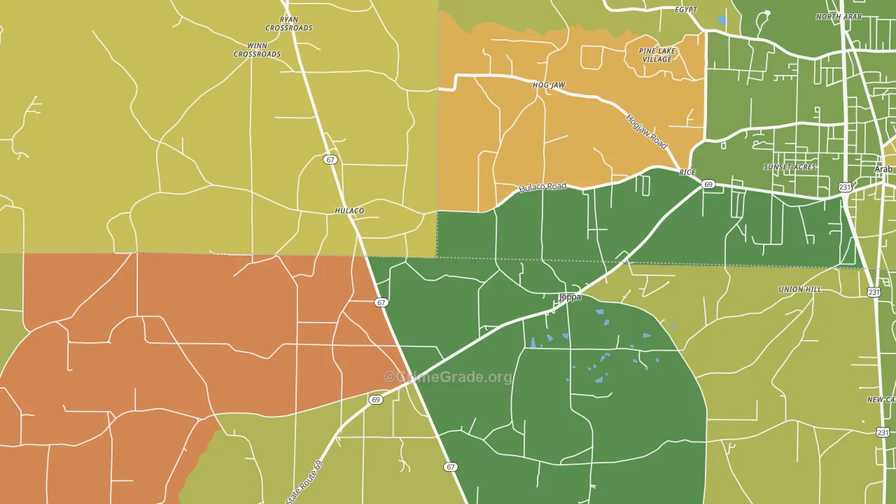 Joppa, AL Map of Murder Rates