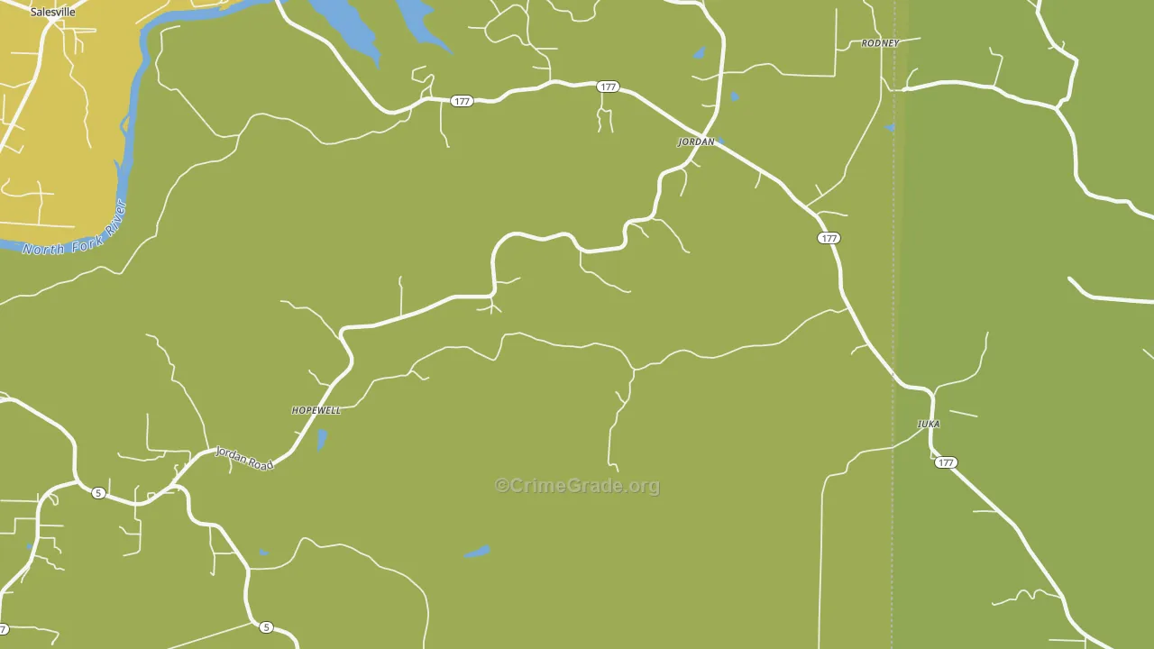 Jordan, AR Map of Murder Rates