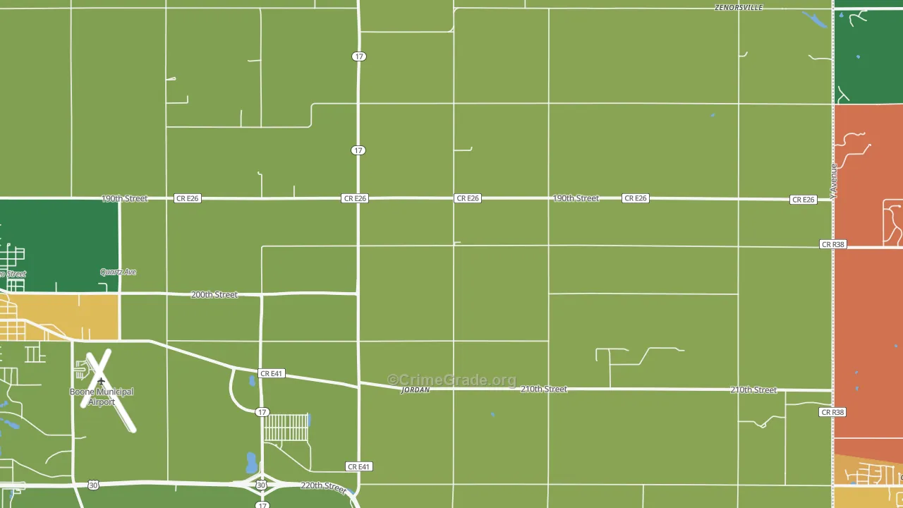 Jordan, IA Map of Murder Rates