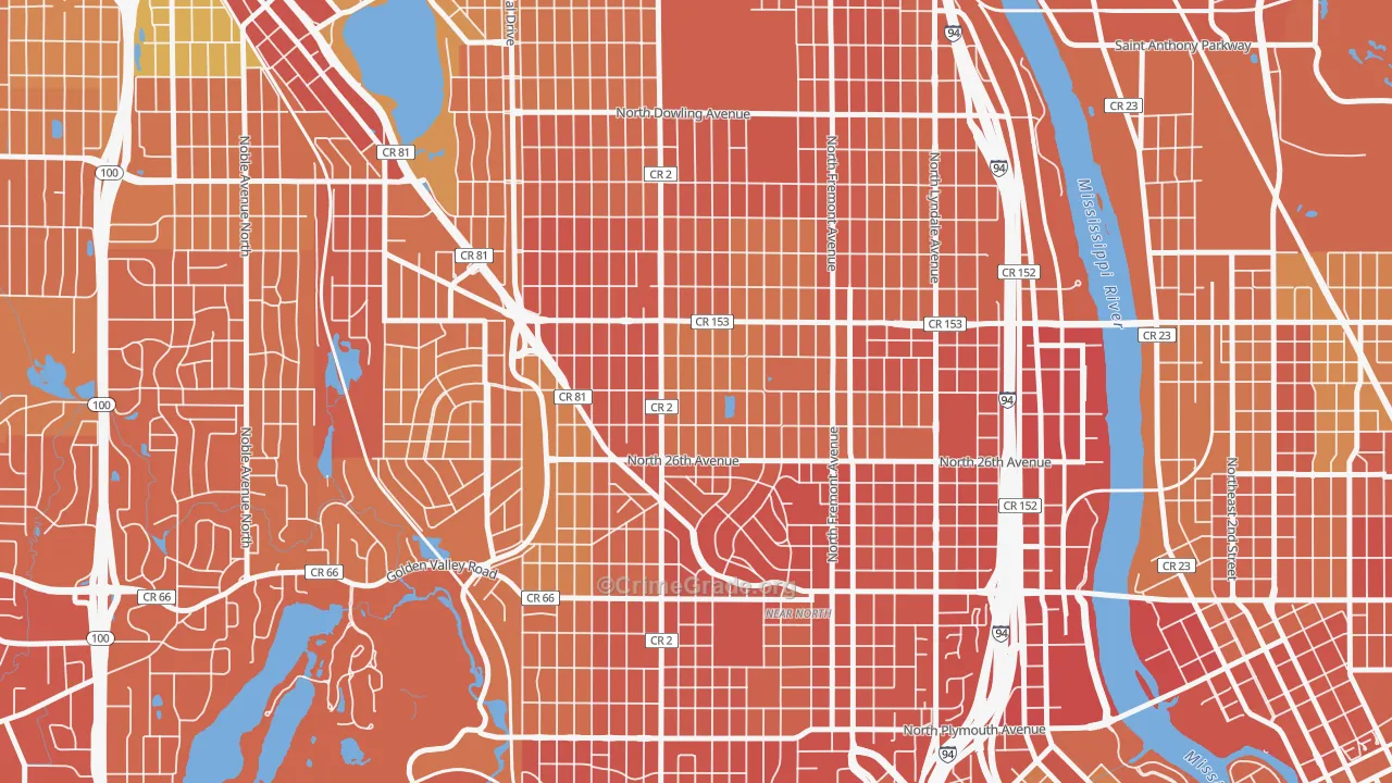 Jordan, Minneapolis, MN Map of Murder Rates