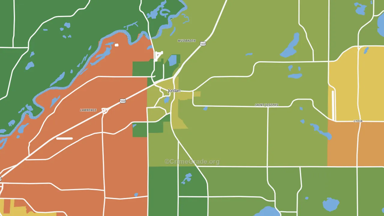 Jordan, MN Map of Murder Rates