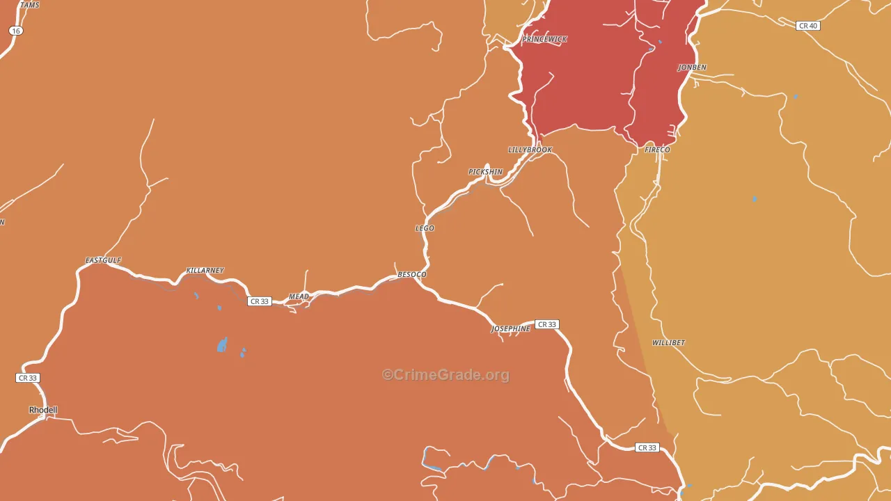 Josephine, WV Map of Murder Rates