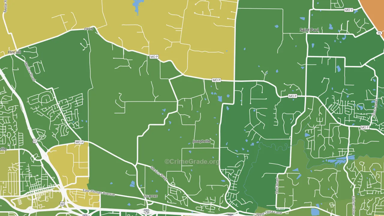 Josephville, MO Map of Murder Rates