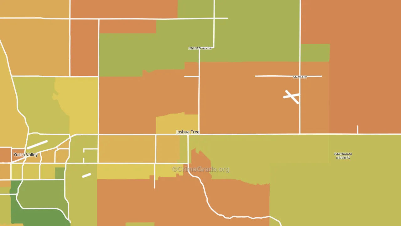 Joshua Tree, CA Map of Murder Rates