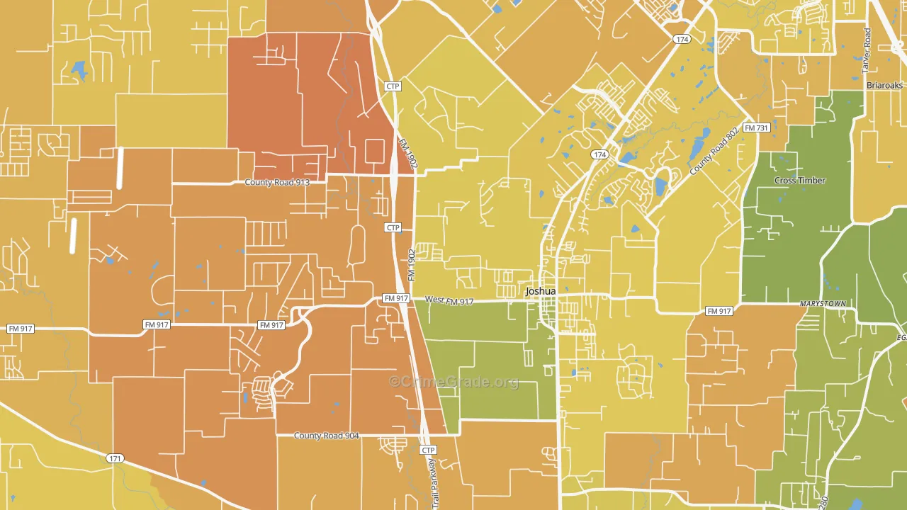 Joshua, TX Map of Murder Rates