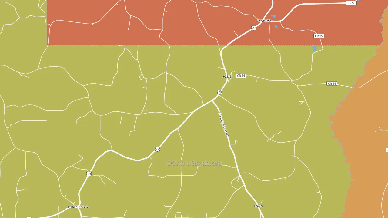 Josie, AL Map of Murder Rates