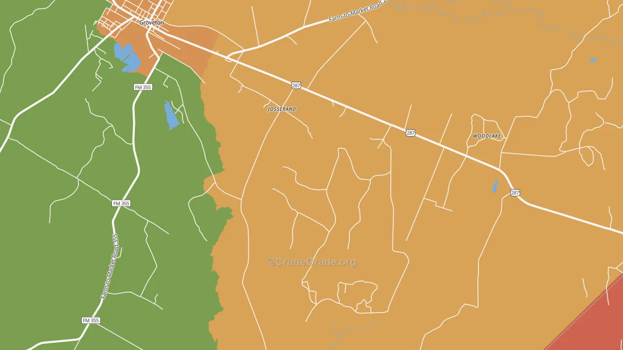 Josserand, TX Map of Murder Rates