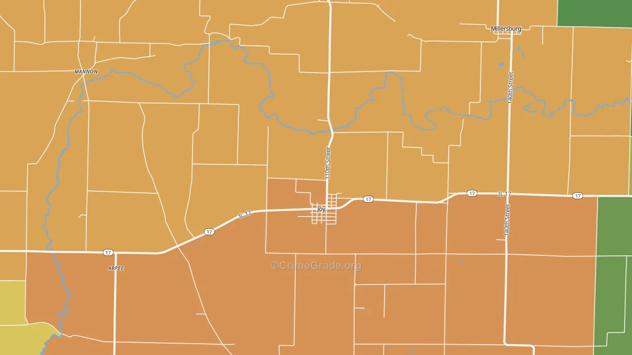 Joy, IL Map of Murder Rates