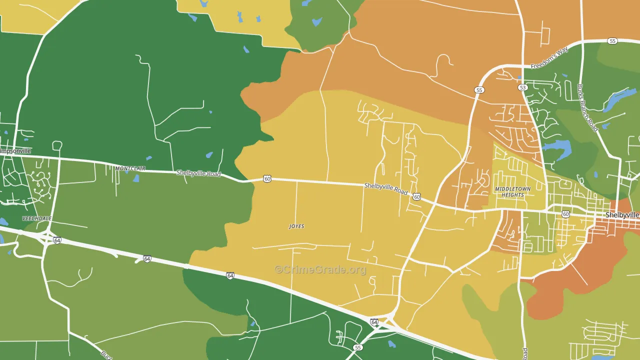 Joyes, KY Map of Murder Rates