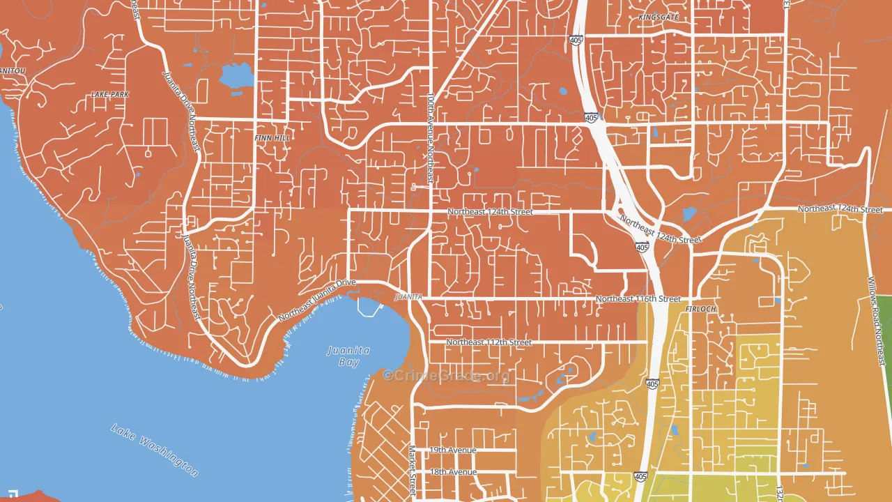 Juanita, Kirkland, WA Map of Murder Rates