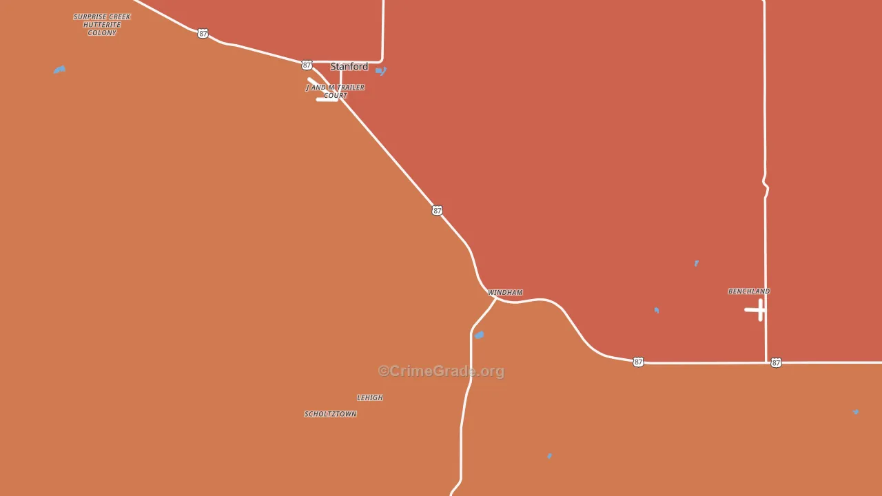 Judith Basin County, MT Map of Murder Rates