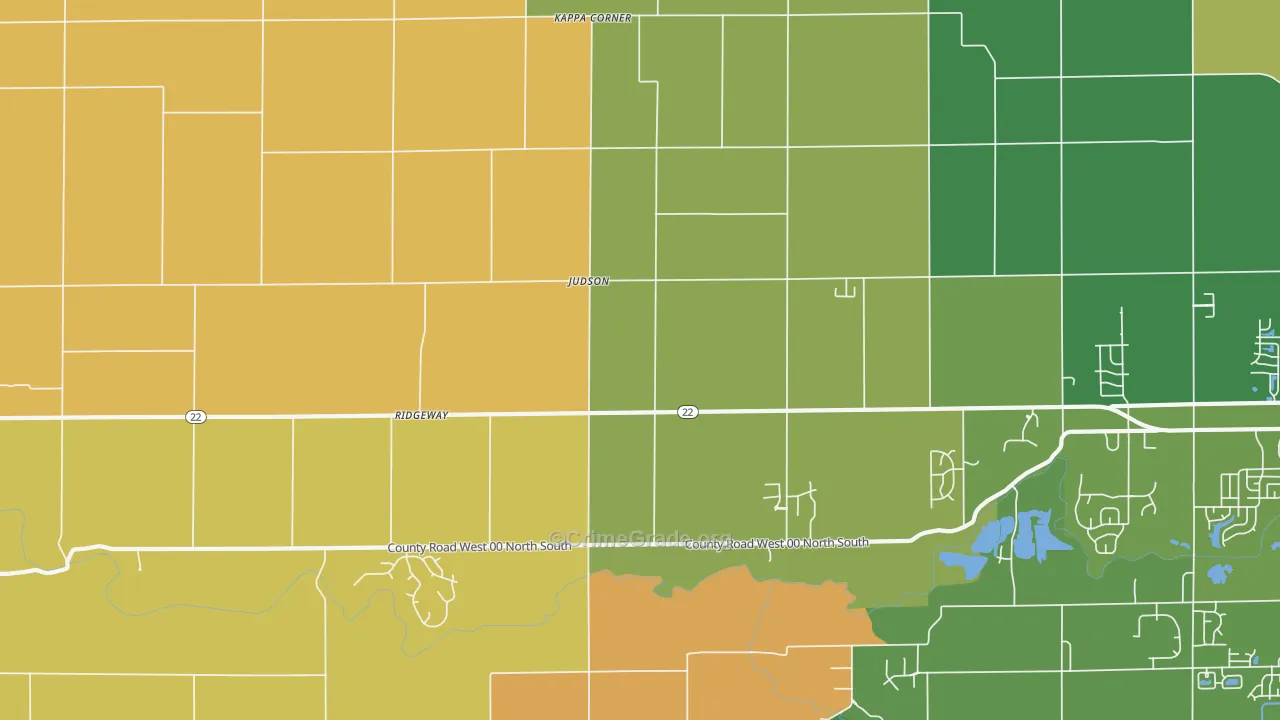 Judson, IN Map of Murder Rates