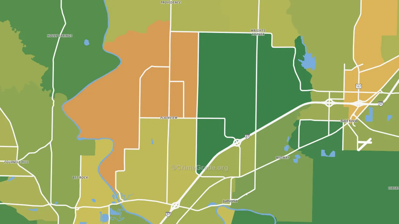 Judsonia, AR Map of Murder Rates
