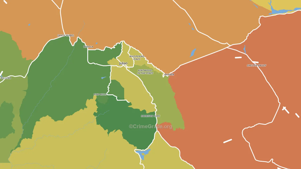 Julian, CA Map of Murder Rates