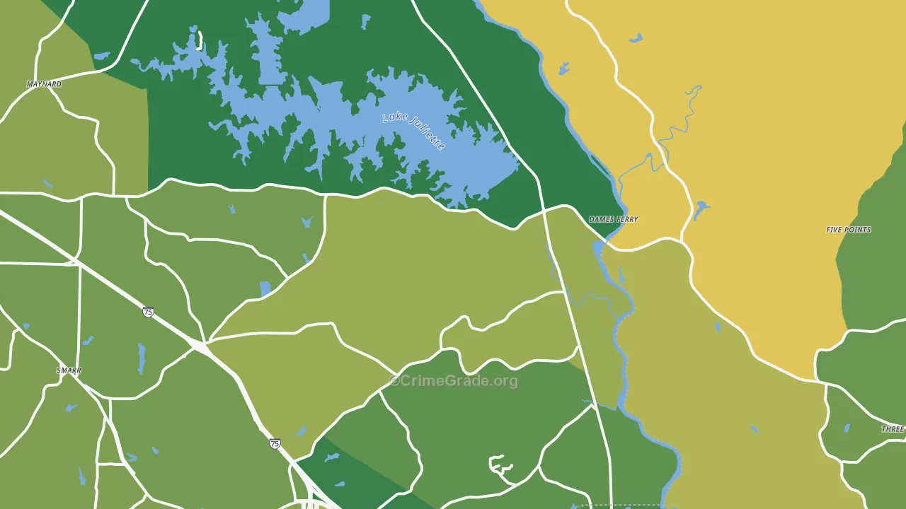 Juliette, GA Map of Murder Rates