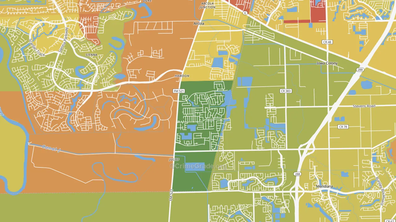 Juliff, TX Map of Murder Rates