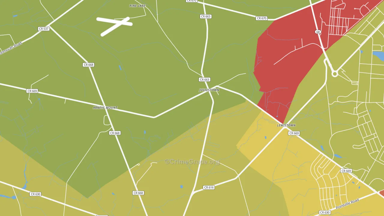 Juliustown, NJ Map of Murder Rates