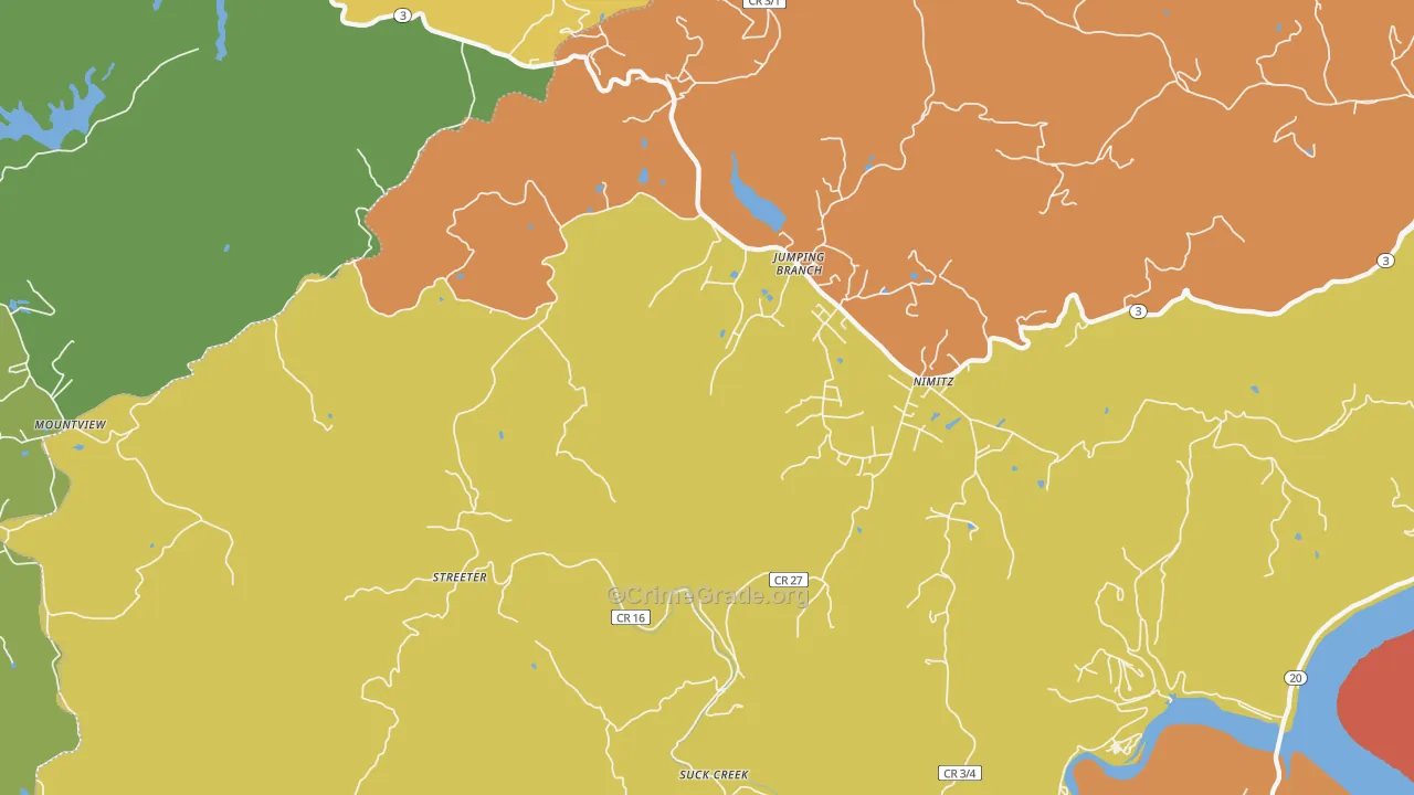 Jumping Branch, WV Map of Murder Rates