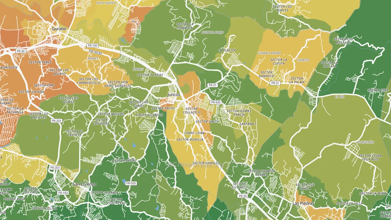 Juncos, PR Map of Murder Rates