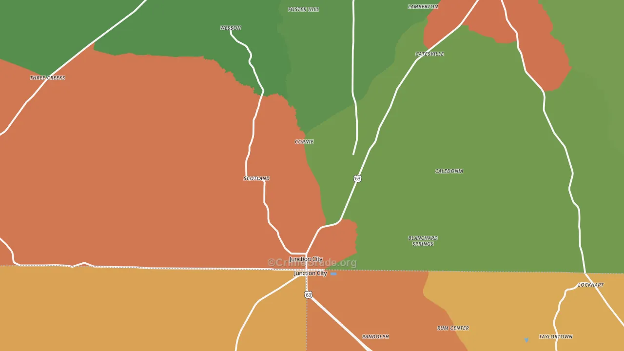 Junction City, AR Map of Murder Rates